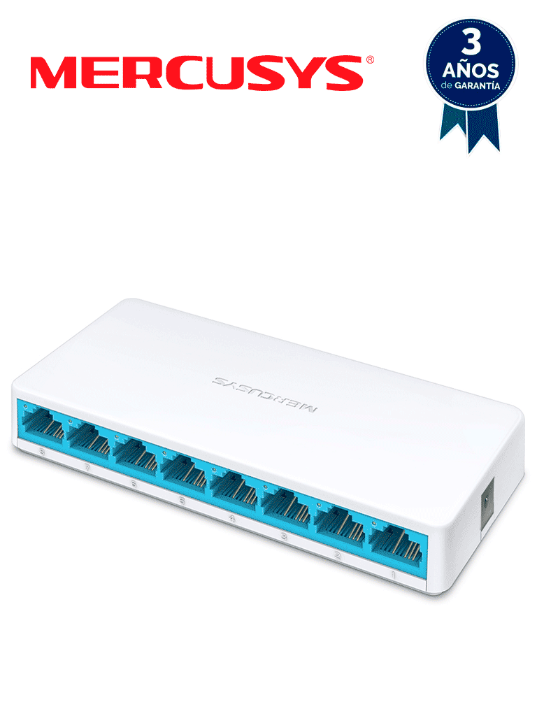 MERCUSYS MS108 - Switch no administrable para escritorio con 8 puertos 10/100 Mbps diseño compacto y función Plug and Play