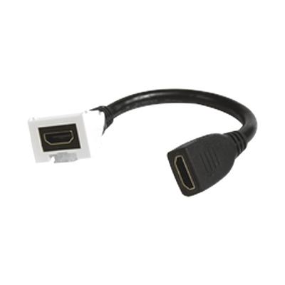 Adaptador HDMI con Pigtail Hembra-Hembra Para vídeo 720 1080p 4K UHD Compatible con Faceplates MAX Siemon de 2 salidas Color Blanco