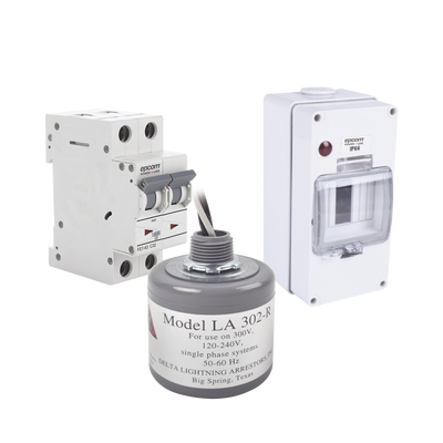 Kit de Centro de Carga Para Corriente Alterna Breaker de hasta 400 Vca de 63 A con Supresor de Picos Transitorios.