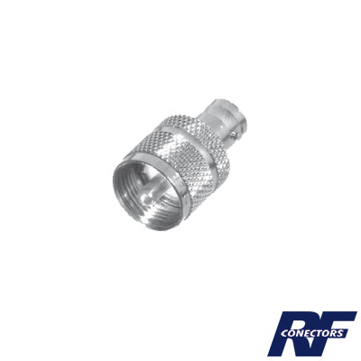 Adaptador en Línea para 50 Ohm Conector BNC Hembra-UHF Macho (PL-259) Níquel/ Plata/ Delrin.