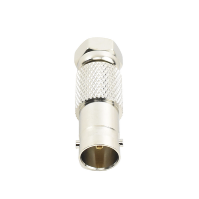 Adaptador en Línea para Video de Conector BNC Hembra a F Macho 75 Ohm Níquel/ Oro/ Delrin.
