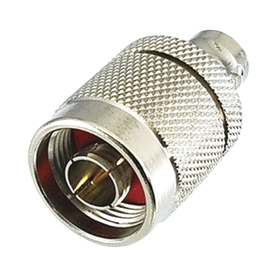 Adaptador en Línea de Conector N Macho a BNC Hembra Plata/ Oro/ Teflón.