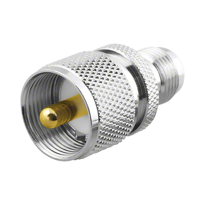 Adaptador en Línea de Conector TNC Hembra a UHF Macho (PL-259) Níquel/ Oro/ Teflón.