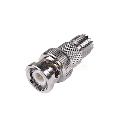 Adaptador en Línea de Conector Mini-UHF Hembra a BNC Macho Níquel/ Oro/ Teflón.