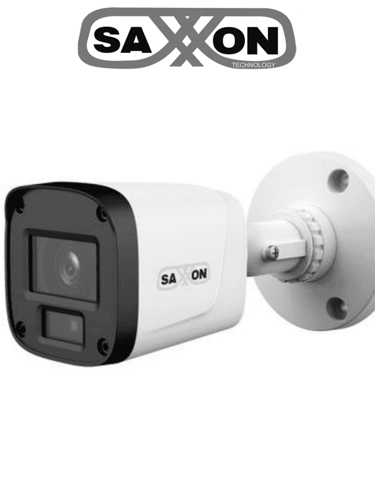 SAXXON SUA-HAC-B20P-0280B- Cámara Tipo Bala de 2 Megapíxeles & 1080P/ Lente de 2.8 mm Con Apertura de Hasta 100°/ Iluminación IR Inteligente de Hasta 20m/ Para Exterior IP67/Material Plástico de Alta Duración/Funcionamiento en Modos CVI & AHD & TVI