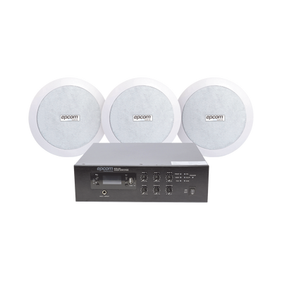 KIT de Amplificador de 120W para Escritorio | 3 Altavoces de Plafón de 5.5in | 3.75 - 30W | Sistema 70/100V