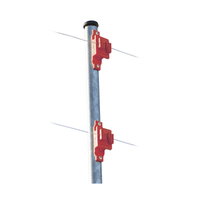 Aislador de Paso color Rojo reforzado para cercos eléctricos resistente al clima extremoso