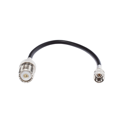 Jumper Adaptador de Conector Mini UHF Macho a UHF Hembra (SO-239) Níquel/ Oro y Plata/ Delrin.