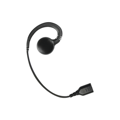Auricular giratorio con gancho en forma de "G" con cable de fibra trenzada y conector SNAP. Requiere micrófono de solapa de 1 o 2 hilos de la Serie SNAP.