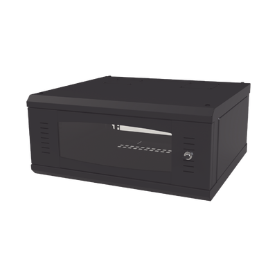 Gabinete de Montaje en Pared Con Puerta de Cristal Cuerpo Fijo con Rack de 19in 4UR Color Negro
