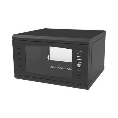 Gabinete para Montaje en Pared con Puerta de Cristal Templado Cuerpo Fijo con 6 Unidades de Rack de 19in Fabricado en Acero