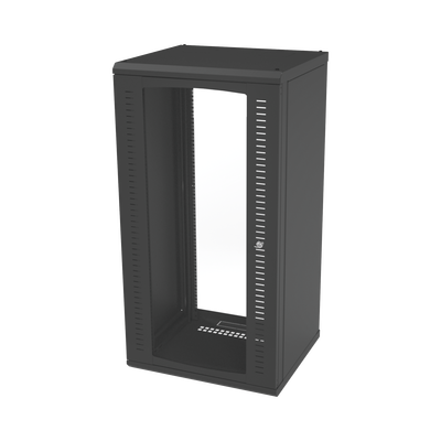 Gabinete para Montaje en Pared Puerta de Cristal Templado Cuerpo Fijo con Rack 19" de 24 Unidades
