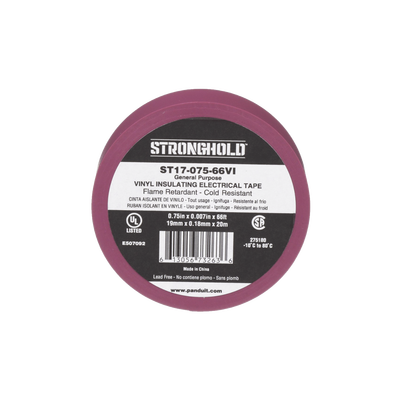 Cinta Eléctrica STRONGHOLD para Aislar  de PVC  Uso General Reparación y Mantenimiento  Grosor de 0.18mm (7 mil)  Ancho de 19mm  y 20.12m de Largo  Color Violeta