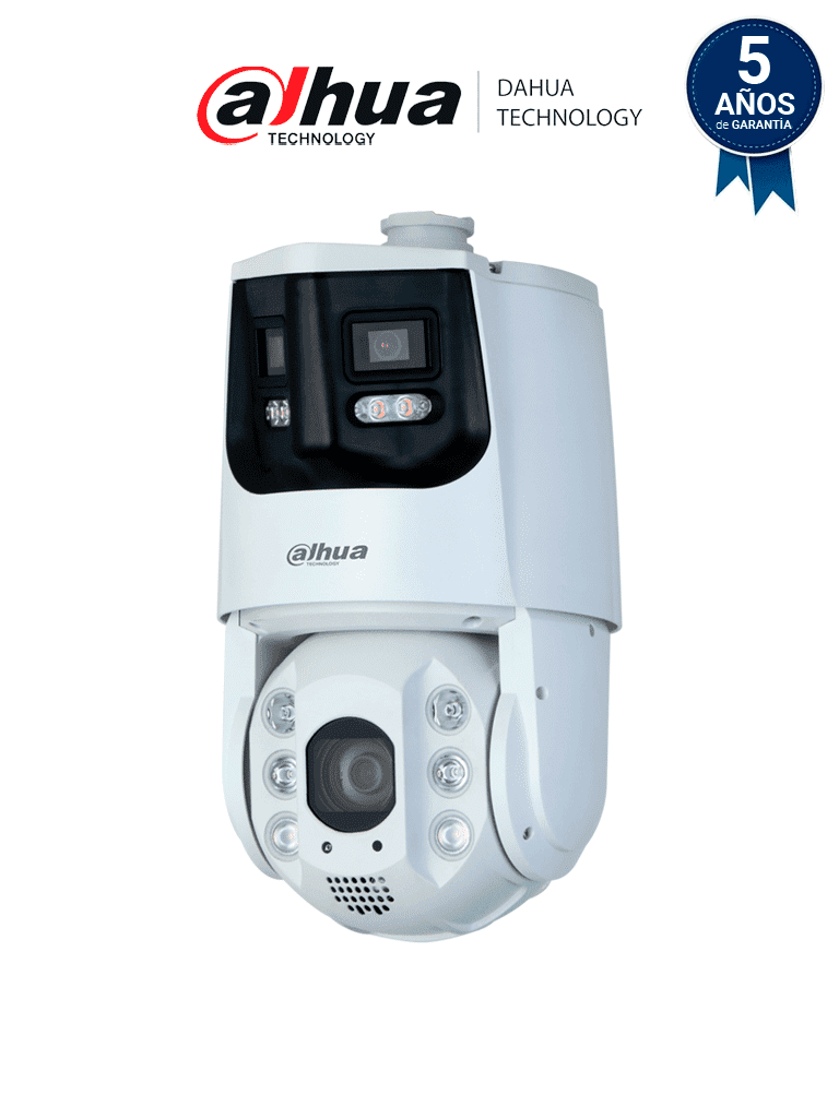 DAHUA DH-SDT6C432-4P-GB-APV-0280 de 4MP con visión 180° zoom óptico 32X y Starlight. Cuenta con Multivisión/ Iluminador Dual/ IR 200m Auto-tracking/ protección perimetral detección facial y disuasión activa con sirena y estrobo. IP66. #MV