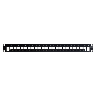 Patch Panel TERA-MAX Blindado de 24 Puertos Modular (vacío) Plano Color Negro 1UR