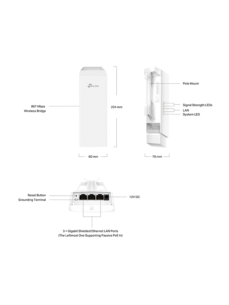 EAP215-Bridge KIT Nuevo Punto de acceso Wi-Fi Exterior Bridge Omada de 5Km de alcance #Antena