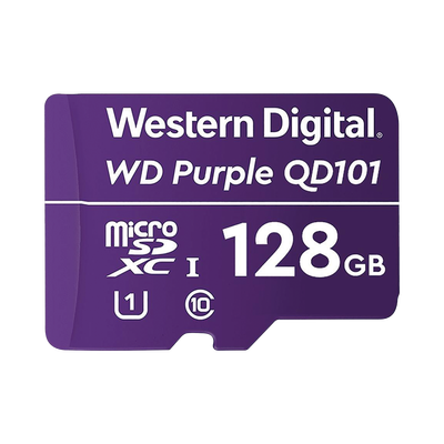 Memoria microSD de 128 GB PURPLE Especializada Para Videovigilancia 10 VECES MAYOR DURACIÓN 3 AÑOS DE GARANTIA