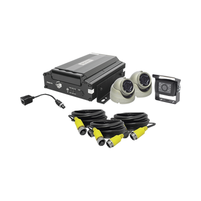 KIT DVR PARA VEHICULO / INCLUYE / CÁMARAS PARA INTERIOR / CÁMARA PARA EXTERIOR / 2MP AHD / CABLES EXTENSORES / ADAPTADOR LAN.