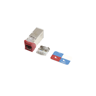 Jack Z-MAX Cat6A Blindado Montaje híbrido en Placa de Pared (Plano y Angulado) Color Rojo