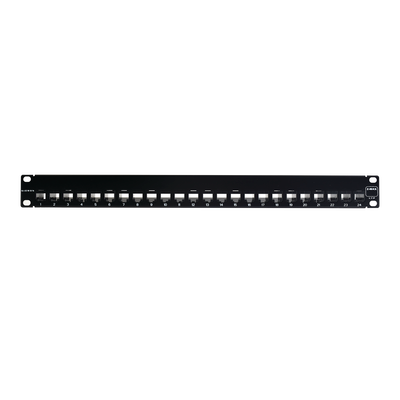 Patch Panel Z-MAX de 24 puertos Blindado Precargado con Jacks Categoria 6A Plano 1UR
