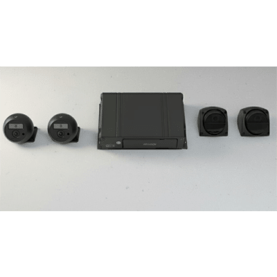 Kit DVR Móvil / 2 Cámaras Interior + 2 Cámaras Exterior / (1080p) / 4 Canales TURBOHD / Tecnología IA Integrada / Soporta 4G / GPS / Sensor G / Soporta 2 Memorias SD (512 GB total)