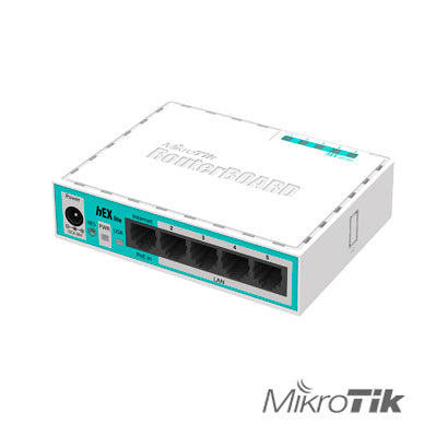 ROUTER ALAMBRICO MIKROTIK RB750R2 5 PUERTOS RJ45 FAST ALIMENTACION POE PASIVO CARCASA PLASTICA