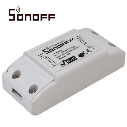 INTERRUPTOR ON/OFF SONOFF RF SMART INALAMBRICO WIFI PARA SOLUCION DE SMART HOME CON TEMPORIZADOR PARA IOS Y ANDROID COMPATIBLE CON ALEXA/GOOGLE HOME/NEST/IFTTT 1CH WIFI 2.4GHZ HASTA 10AMP SOPORTA CONTROL REMOTO PARA INTERIOR DE 433MHZ (MODELO REMOTE