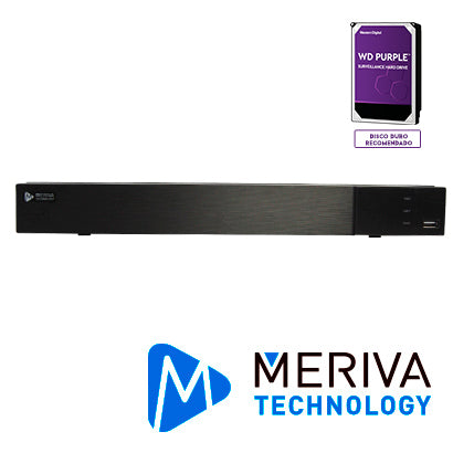 NVR H.265 16 CANALES IP 5MP MERIVA TECHNOLOGY MNVR-1616-16P / 16 POE / ONVIF / SALIDA 1 HDMI + 1 VGA SIMULTANEAS / P2P CLOUD / SO. N9000 / 1DD