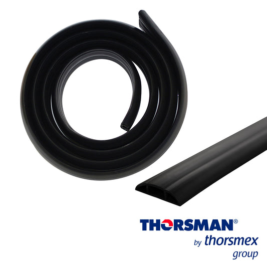 FLEXIDUCTHO  THORSMAN 9300-01254 ROLLO 2.5MTS  COLOR NEGRO   RESISTENCIA A LA HUMEDAD Y ATMÓSFERA CORROSIVA  RESISTENCIA HASTA 100 KG DE PASO CONTINUO   ALTA RIGIDEZ DIELÉCTRICA  PVC FLEXIBLE Y AUTO-EXTINGUIBLE  RESISTENTE A LOS RAYOS UV  CANALETA I