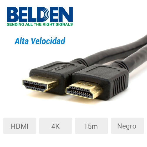 CABLE VIDEO HDMI BELDEN HDE015MB ALTA VELOCIDAD  4K  15 MTR NEGRO