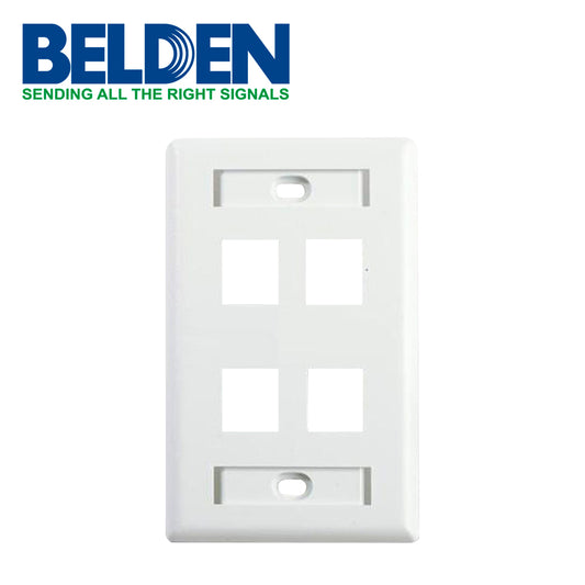 PLACA DE PARED (FACEPLATE) BELDEN AX102249 / INTERIOR / BLANCO / 4 PUERTOS / PIEZA