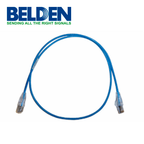 PATCH CORD DIAMETRO REDUCIDO UTP CAT6+ BELDEN C6D1106002 / INTERIOR / AZUL / 4 PARES / 28 AWG / FORRO PVC / CMR / 2 PIES 0.6 METROS
