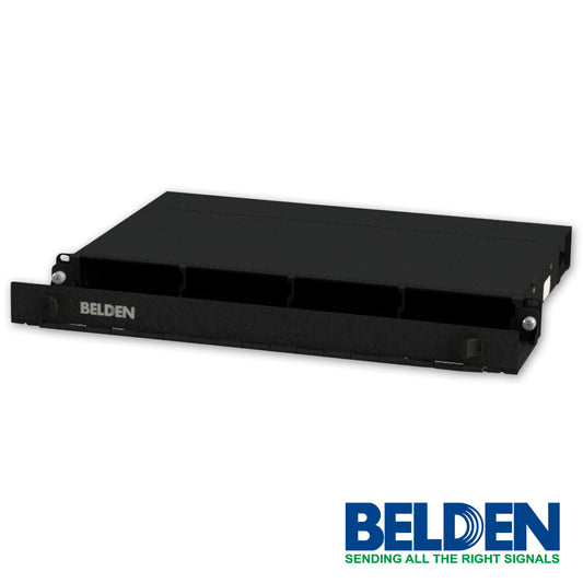 CHAROLA FIBRA OPTICA BELDEN AX105563 ALTA DENSIDAD P/4 ADAPTADORES VACIA NEGRO
