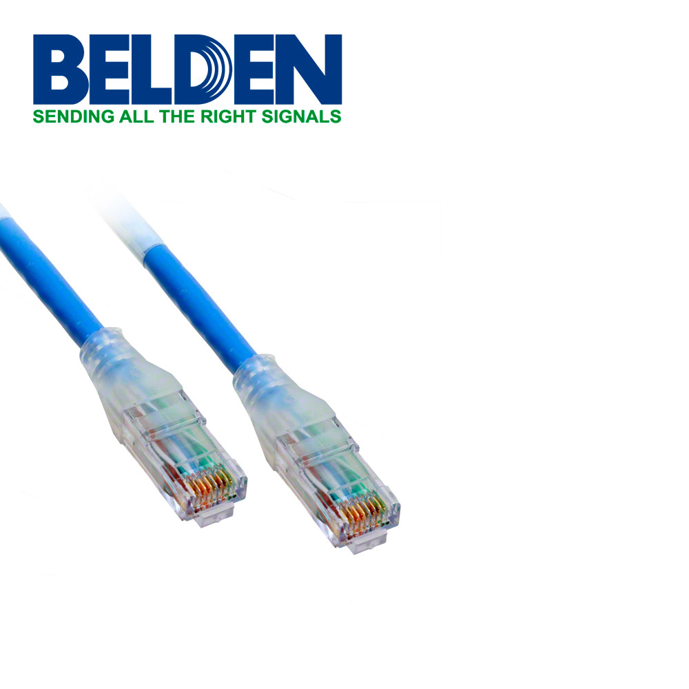 PATCHCORD UTP CAT6 BELDEN C601106005 FORRO PVC AZUL CMR-RISER 4 PARES CALIBRE CONDUCTOR 24 AWG 100% COBRE USO INTERIOR PARTES RELACIONADAS:CONECTORES MODULARES CAT6 PATCH PANEL CAT6 LONGITUD 5 PIES 1.5 METROS