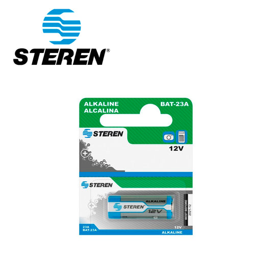 BATERÍA ALCALINA STEREN BAT-23A TIPO CILINDRO 12 VOLTS 55MAH -COMPATIBLE CON MAGNETO DUOSMART Y OTROS DISPOSITIVOS SIMILARES