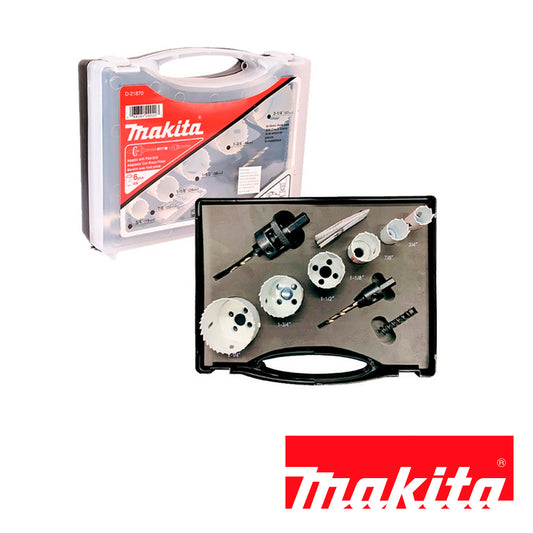 JUEGO DE BROCASIERRAS MAKITA D-21870 (3/4-2 1/4)6 PZA 2 ADAPTADORES A/B RESORTE DE EXPULSION