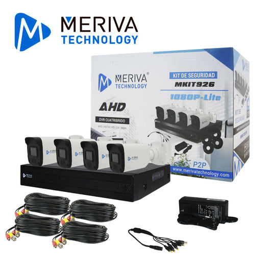 KIT 4X4 1080P 2MP MKIT926 INCLUYE DVR 4CH + 4 CÁMARAS BULLET METAL 2MP 3.6MM MSC-207 + 4 CABLES 18MTS C/U + FUENTE DE PODER Y DISTRIBUIDOR DE ENERGÍA