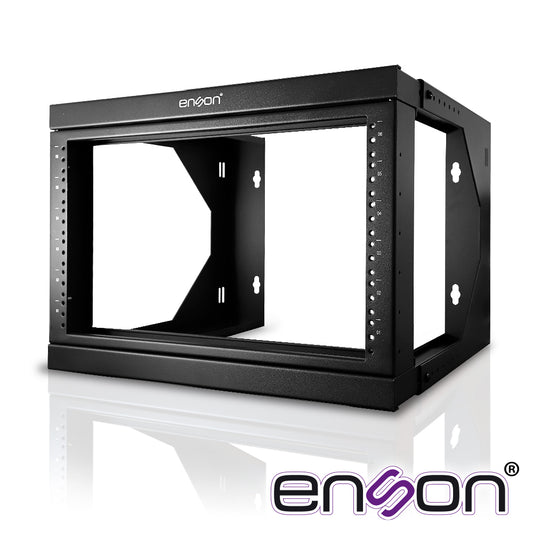 RACK PARED ENSON ENS-RKGO6U 6UR PREPARADO PARA ANCLAJE EN PARED UR MARCADAS MARCO DE RACK ABATIBLE POSTES PARA TORNILLO 12-24 5/8 CAPACIDAD DE CARGA 35 KG IDEAL PARA SOLUCIONES DONDE EL ESPACIO ES REDUCIDO