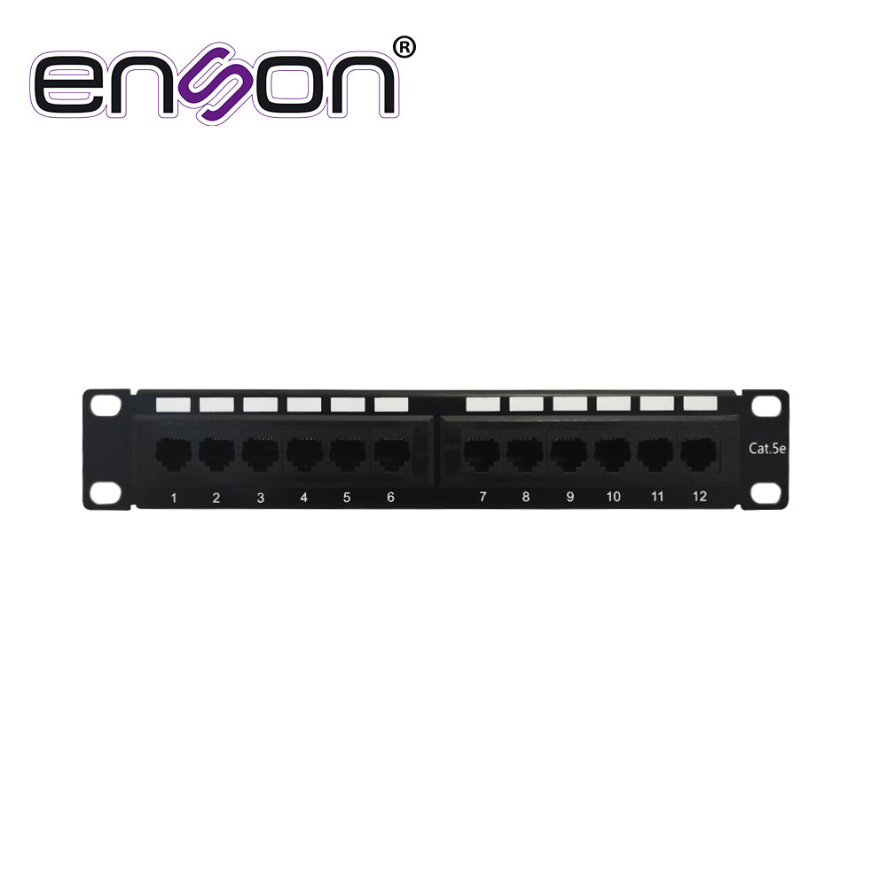 PATCH PANEL ENSON ENS-PA1210P5E 1UR PRECARGADO CAT5E 12 PUERTOS MONTAJE EN RACK DE 10 PULG DE PARED