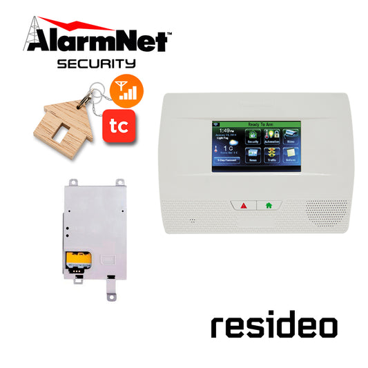 KIT CON PANEL AUTOCONTENIDO INALAMBRICO DE PANTALLA TACTIL 4.3” SOPORTA 64 ZONAS INALAMBRICAS PROGRAMABLES  ADMITE 16 LLAVEROS  EL PANEL ES COMPATIBLE CON MODULOS WIFI  GSM  ETHERNET  INCLUYE UN AÑO DE SERVICIO DE APLICACION TOTALCONNECT2.0 COMUNICA