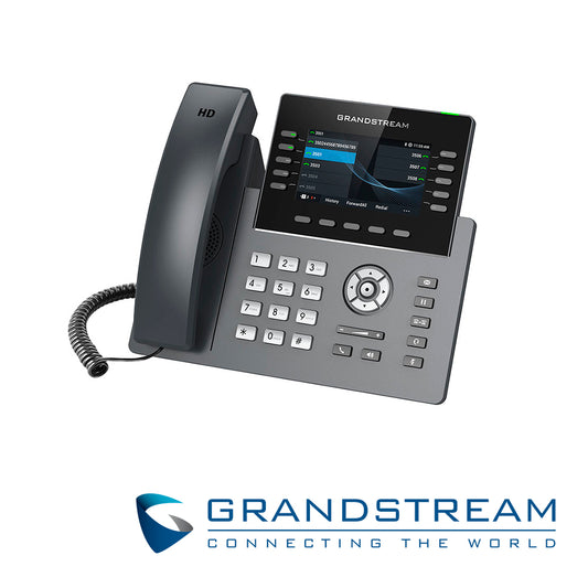 TELEFONO IP GRADO CARRIER WIFI 6 GRANDSTREAM GRP2615 / 16 CUENTAS SIP / 10 LINEAS / PANTALLA COLOR LCD TFT / 2 PUERTOS 10/100/1 000MBPS / HASTA 40 TECLAS BLF / WIFI 802.11AC/AX / ALIMENTACION POE AF / 12VCD/1A