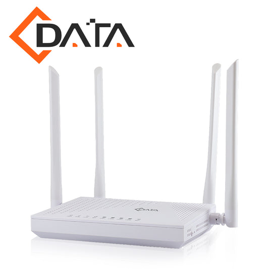 GPON ONT-ONU C-DATA FD504GW WIFI AC / 1 PUERTO GPON SC-UPC / 4 PUERTOS GIGABIT ETHERNET / WIFI AC 2X2 MIMO / FRECUENCIA DE 2.4GHZ Y 5 GHZ / ANTENAS DE 5DBI / DISTANCIA HASTA 20KM / ALIMENTACIÓN 12VDC / PARA HOGAR Y OFICINA.