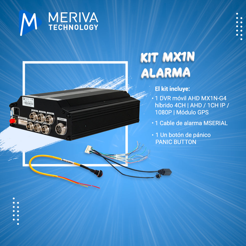 KIT MOVIL MERIVA TECHNOLOGY 1x MX1N-G4 / 1x PANIC BUTTON / 1x MSERIAL / COMPATIBLE CON CEIBA2