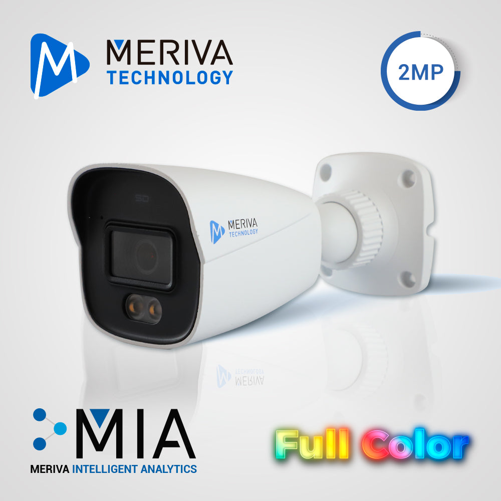 CAM IP BULLET MERIVA TECHNOLOGY MOB-FC200F / 2MP / SERIE FULL COLOR / H.265 / 2.8MM / 30M LED LUZ BLANCA / SLOT MICRO SD HASTA 256GB / MIA