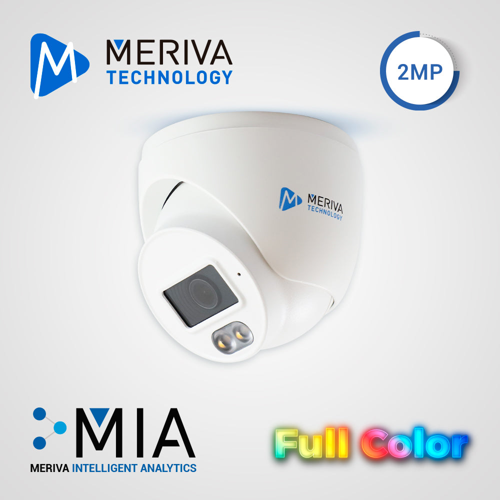 CAM IP DOMO MERIVA TECHNOLOGY MTD-FC200FC1L / 2MP / SERIE FULL COLOR / H.265 / 2.8MM / 30M LED LUZ BLANCA / MIA / POLICARBONATO - METAL / IP67 / POE