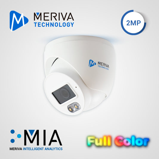 CAM IP DOMO MERIVA TECHNOLOGY MTD-FC200FC1L / 2MP / SERIE FULL COLOR / H.265 / 2.8MM / 30M LED LUZ BLANCA / MIA / POLICARBONATO - METAL / IP67 / POE