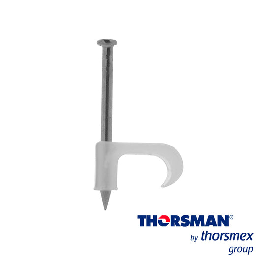 GRAPAS SUJETHOR PLANO TC 6X10 3210-00100 COLOR NATURAL  CAJA 100PZAS PARA CABLE SIAMES CALIBRE 16  CLAVO GALVANIZADO  GRAPA DE POLIETILENO  RESISTENTE AL IMPACTO  CORROSIÓN  HUMEDAD