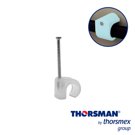GRAPAS  SUJETHOR THORSMAN 3102-00100 TC 5-7  CAJA /100PZAS COLOR NATURAL  IDEAL PARA CABLE DE ARMA CALIBRE 8 -10    CLAVO GALVANIZADO  GRAPA DE POLIETILENO  RESISTENTE AL IMPACTO  CORROSIÓN  HUMEDAD Y CLIMAS EXTREMOS