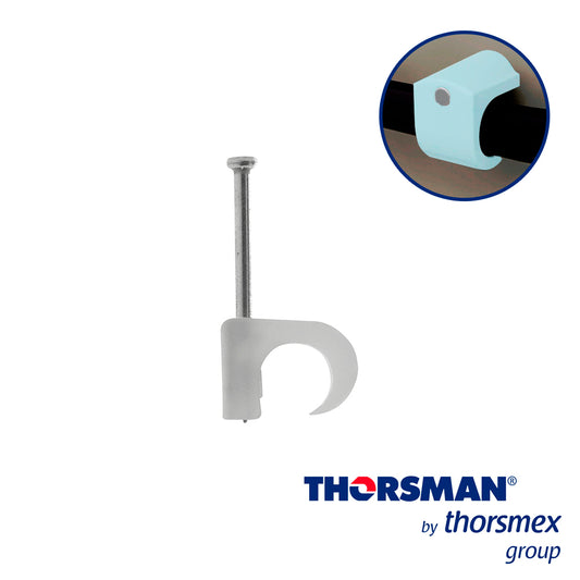 GRAPAS SUJETHOR THORSMAN 3103-00100  TC 7-10  CAJA /100PZAS COLOR NATURAL  IDEAL PARA CABLE UTP Y CALIBRE 6 A 8   CLAVO GALVANIZADO  GRAPA DE POLIETILENO  RESISTENTE AL IMPACTO  CORROSIÓN Y  HUMEDAD