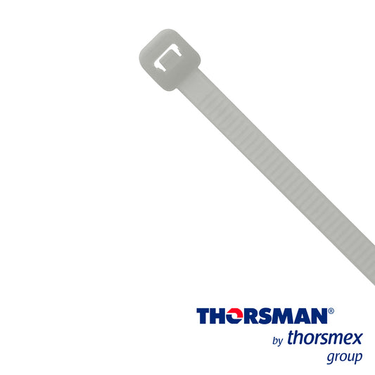 CINCHO NYLON TH-360 THORSMAN 4200-05000 COLOR NATURAL A 4.8MM- L 360MM BOLSA/100PZS DIAMETRO MAXIMO CAPACIDAD DE ATADO 105mm  FABRICADO EN POLIAMIDA (NYLON 66)  GRADO DE FLAMABILIDAD UL 94 V-2   RESISTENTE A LA CORROSIÓN  HUMEDAD Y CLIMAS EXTREMOS
